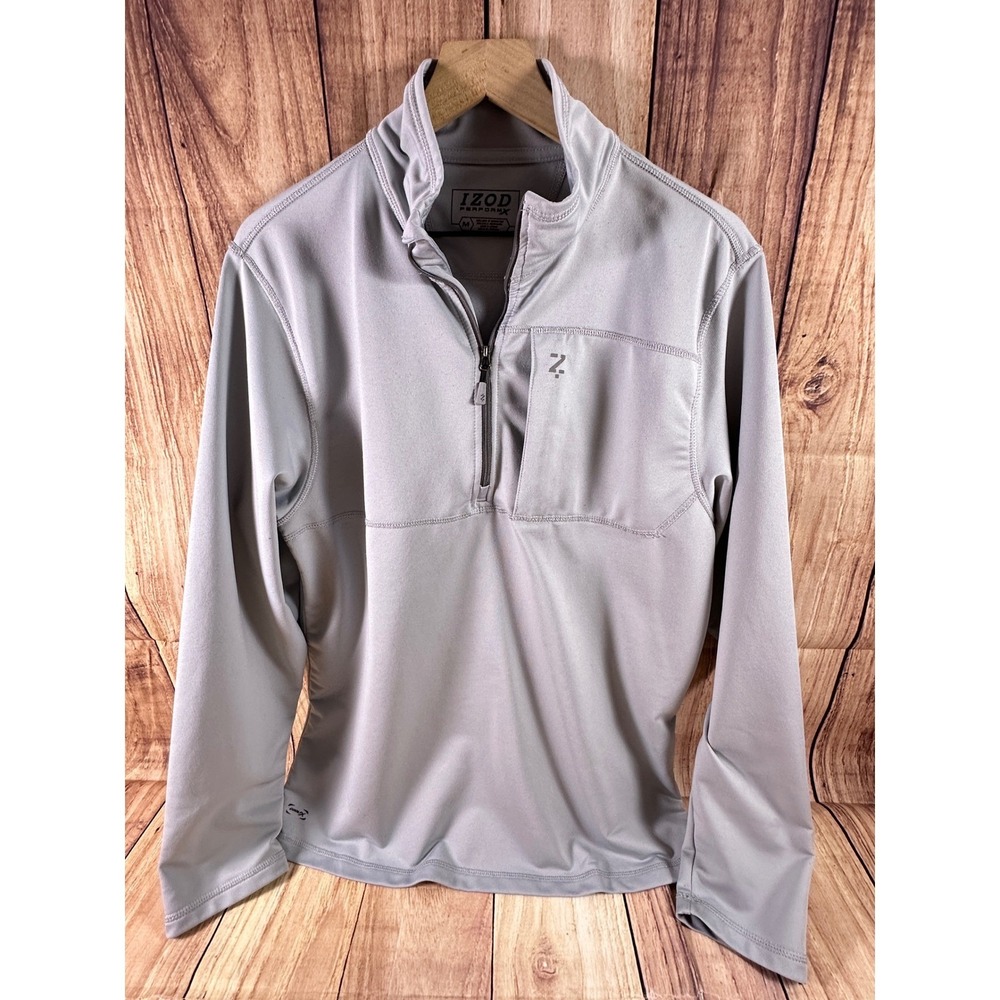 IZOD Men's Performance 1/4 Zip Gray Pullover MEDIUM Gray Sweatshirt CoolFX